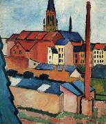 August Macke St. Mary's with Houses and Chimney (Bonn) oil on canvas